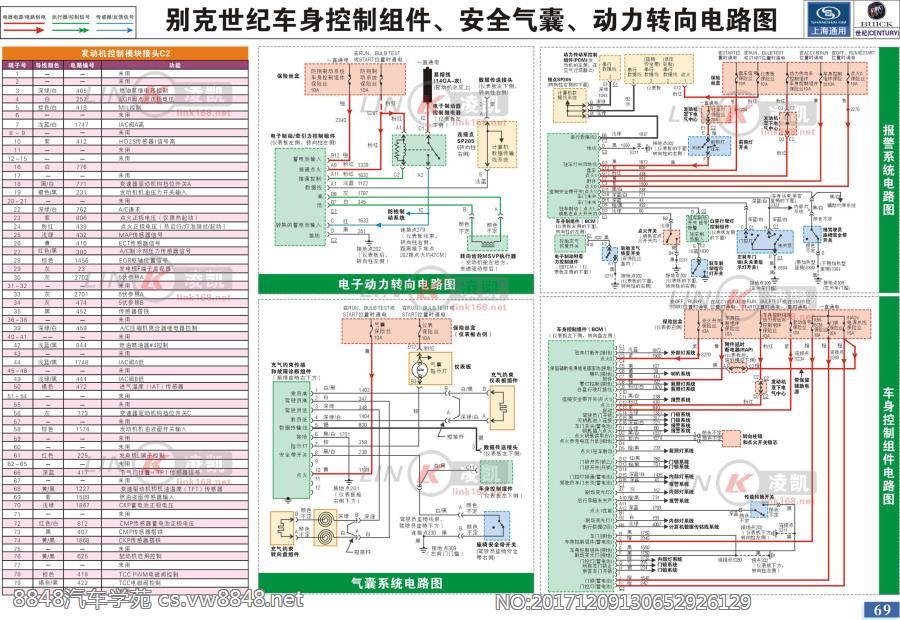 别克世纪电路图 车身控制、安全气囊、动力转向